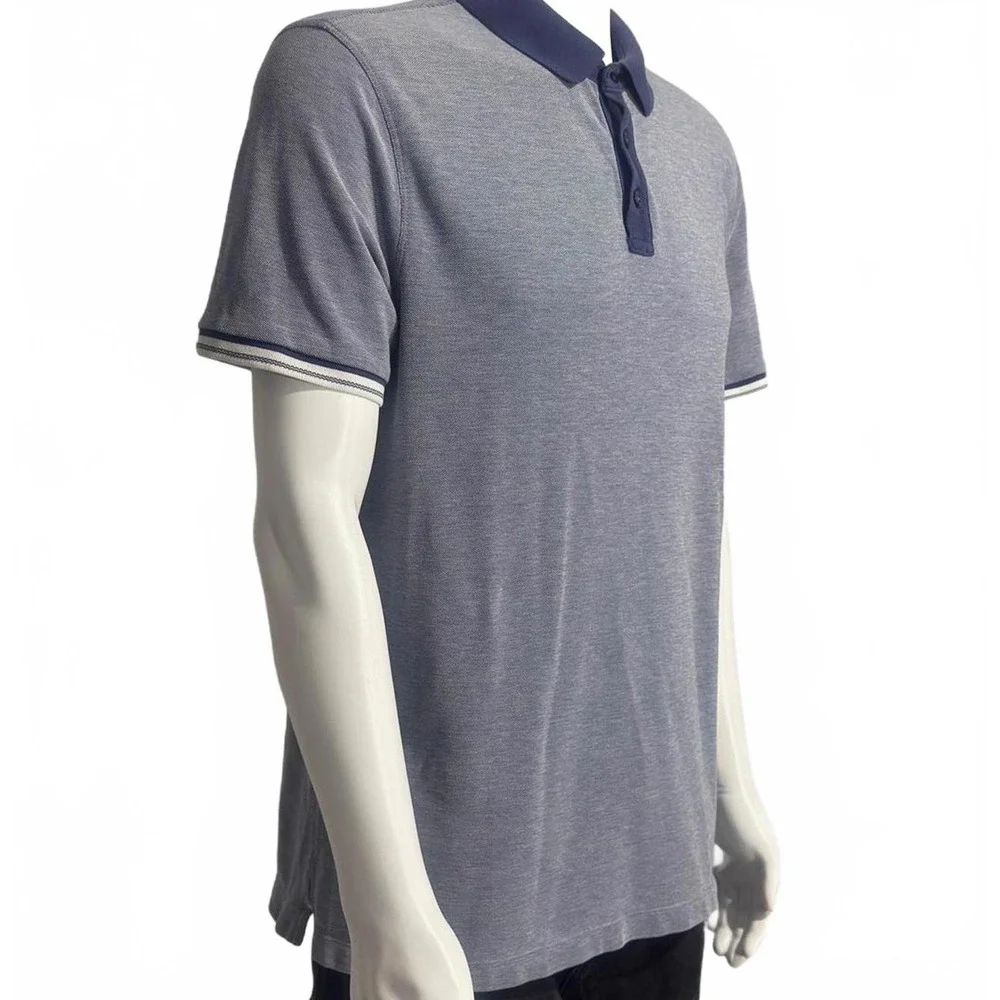 Banana Republic Men's Blue Short Sleeve Polo Shirt With‎ Navy Collar Size Large